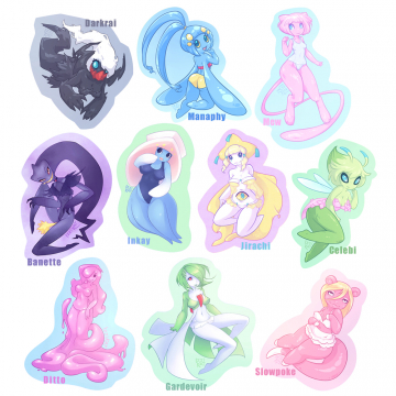 Pokegirl Pin-up Sticker/Charm Designs